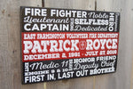 Firefighter Subway Art Custom Retirement Sign